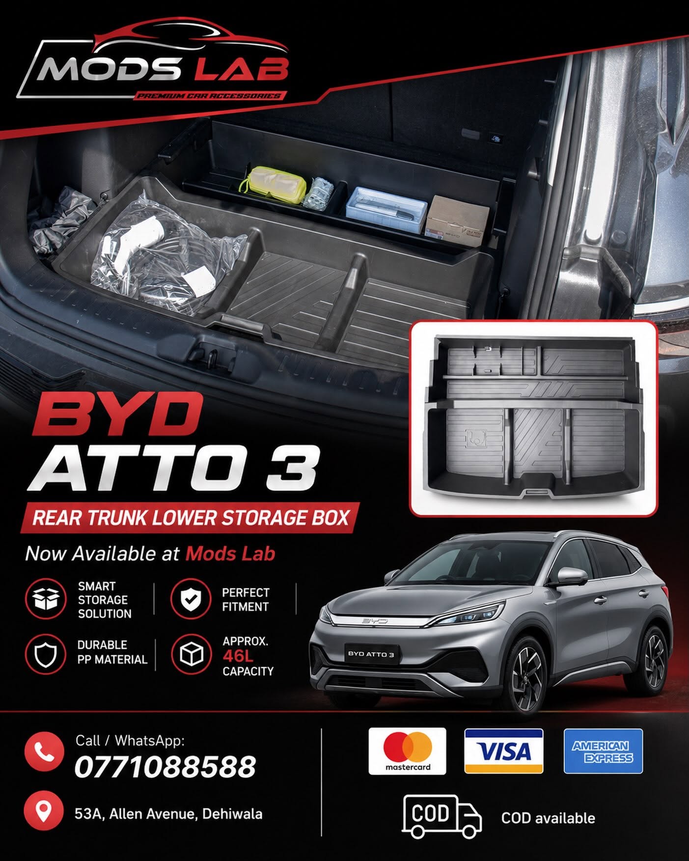BYD ATTO 3 Rear Trunk Lower Storage Box