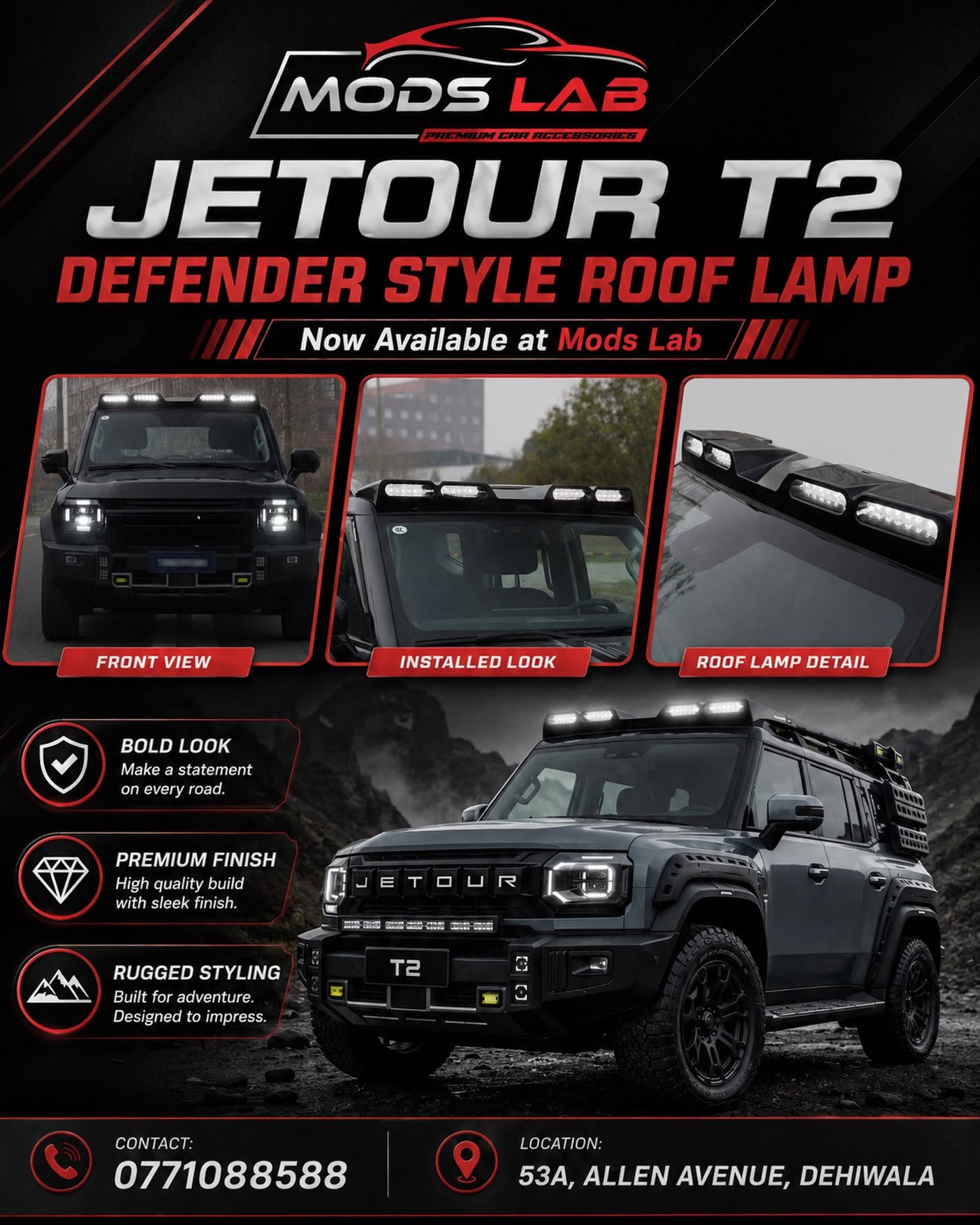 Jetour T2 Defender Style Roof Lamp