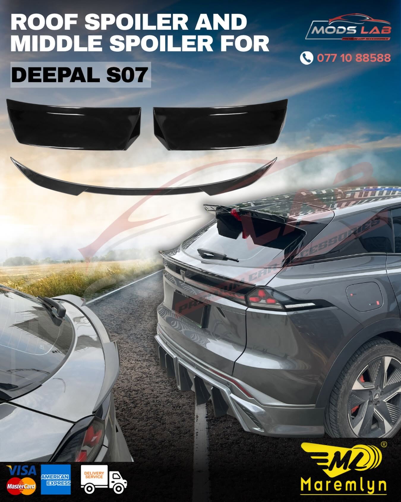 Roof Spoiler and Middle Spoiler for DEEPAL S07