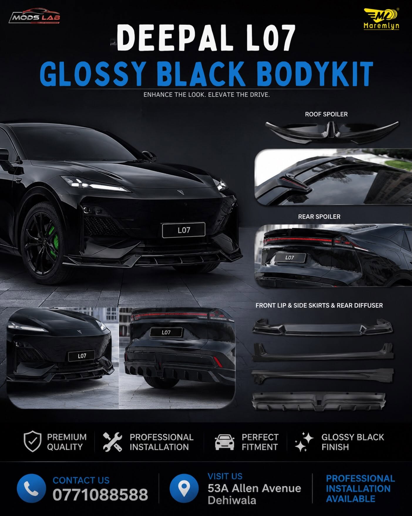 DEEPAL L07 Glossy Black Bodykit + Installation