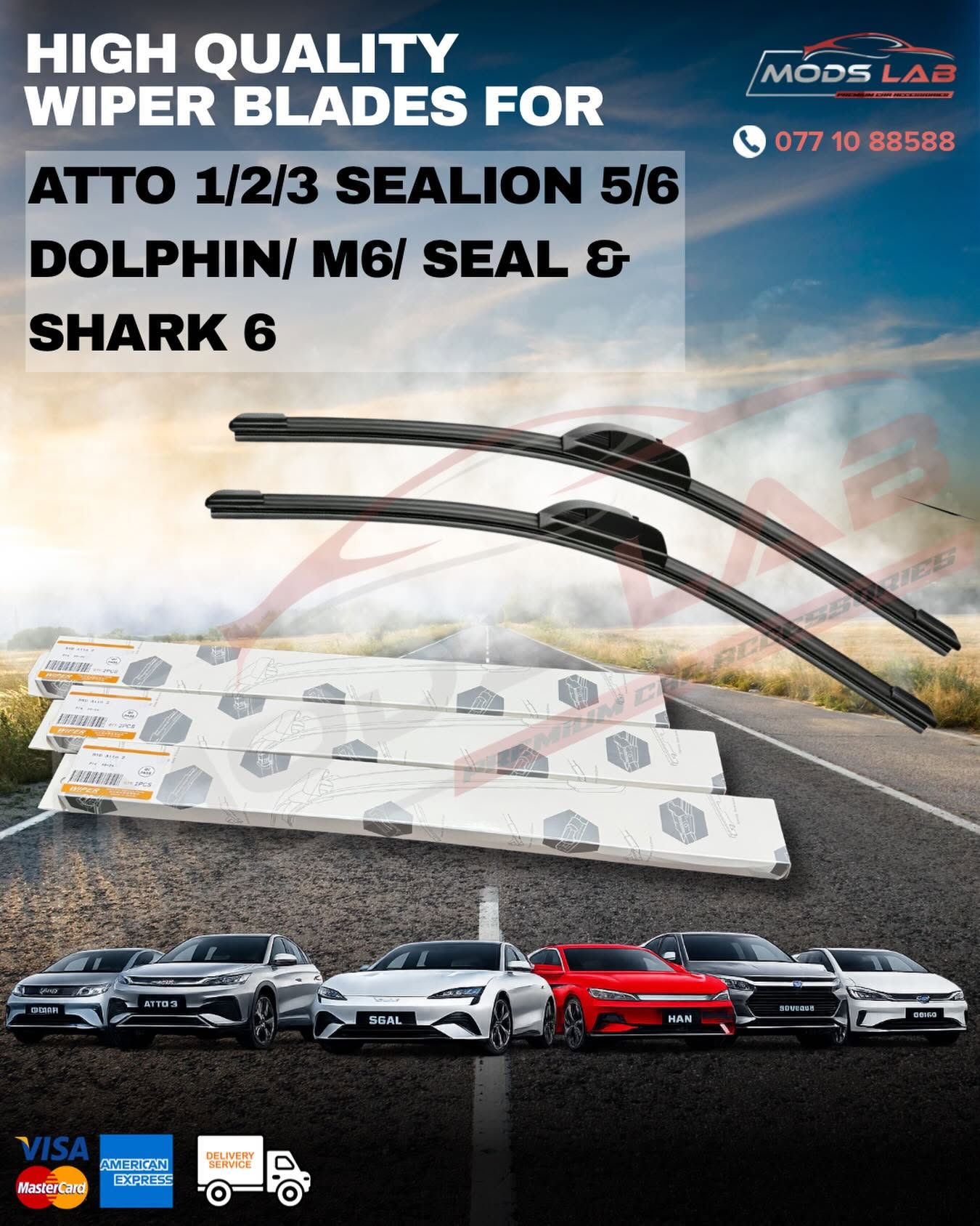 Wiper Blades for ATTO 1/2/3, SEALION 5/6, DOLPHON/M6/SEAL & SHARK 6