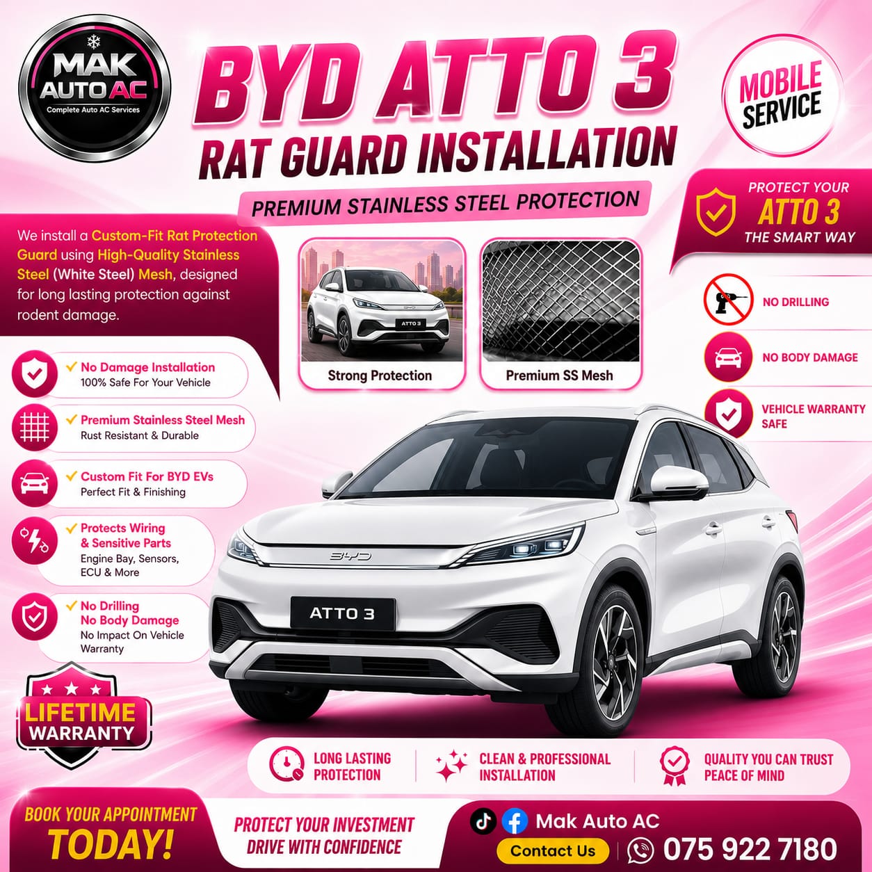 BYD ATTO 3 Rat Guard Installation